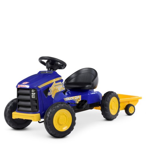 Трактор M 4907-4 (1шт) жел,педальний, ручне гальмо, пластикові колеса, в кор., синій