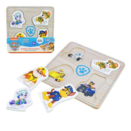 Дерев'яна іграшка KidsHits Paw Patrol вкладиші у плівці 14,8*14,8*0,6 см /100/
