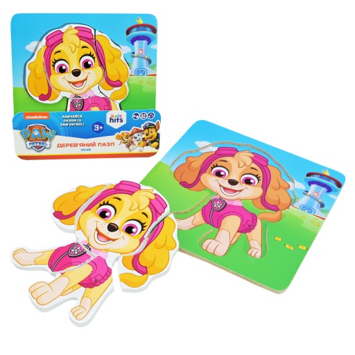 Дерев'яна іграшка KidsHits Paw Patrol пазли-вкладиші у плівці 14,8*14,8*0,6 см /100/
