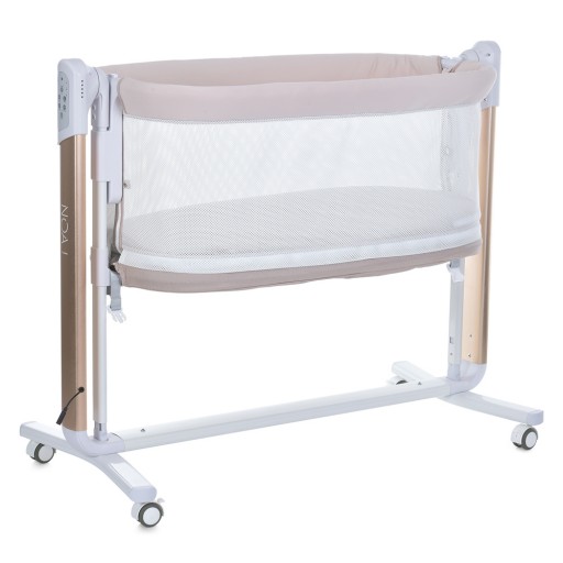 Ліжко-манеж ME 1125-G NOA Beige (1шт) дитяче, приставне, 4кол., матрас, гойдалка, ремені, алюм., беж