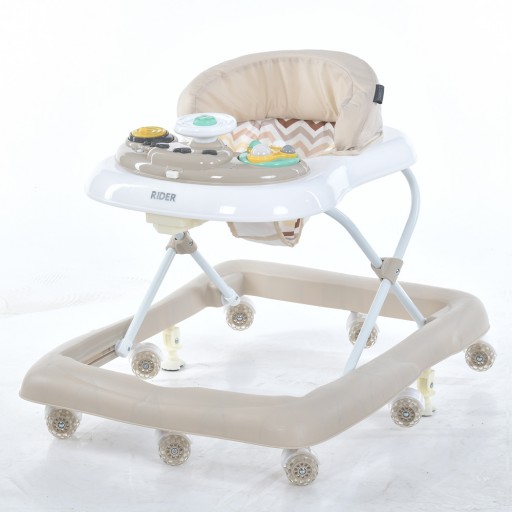 Ходунки ME 1185 RIDER Beige (1шт) музика, колеса 8шт, світло, стопор, на бат-ці, бежевий