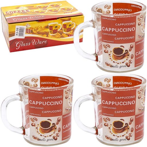 Чашка стекло кольорова "Cappuccino" 200мл ZB024 6 шт. в уп. //