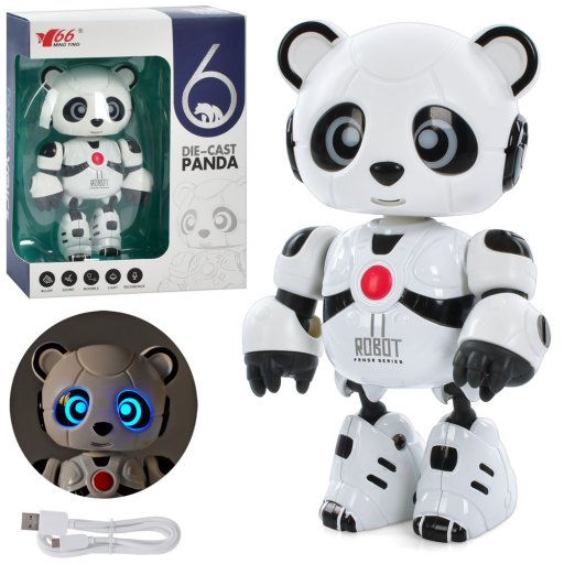 Тварина панда 13 см, акум, USB, повторює, звук, світло, функція запису, кор, 18-14-7см /16/