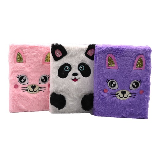 Блокнот пушистий, хутряний "Cat" клетка, А5 P80 80g, mix, 1шт/этик.