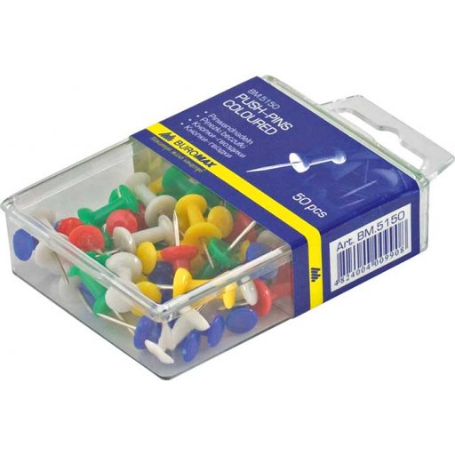 Кнопки-гвоздики, цв., 50шт., пластиковый контейнер по 10 упак. /36/360/