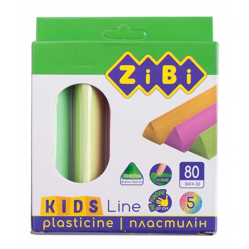 Пластилін 5 кольорів, неон, 80 г, KIDS Line