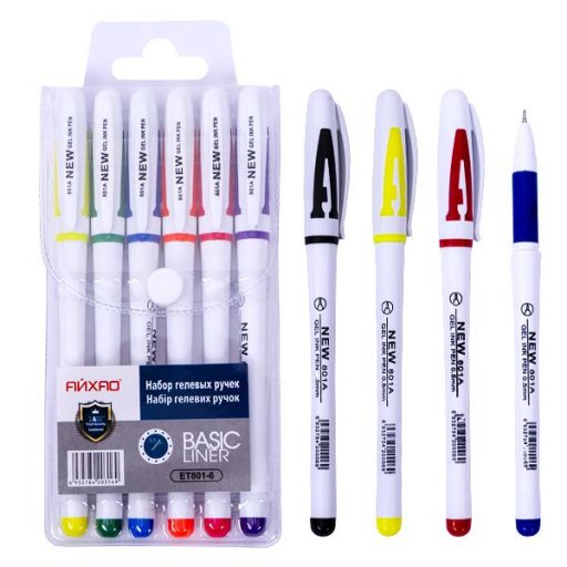 Набір ручок гелевих ET801-6 Original 6 кольорів в уп.