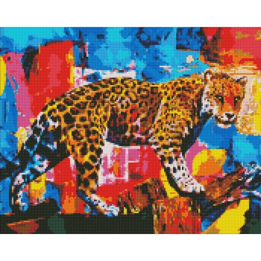 Набір з алмазною мозаїкою "Яскравий леопард" 40х50см