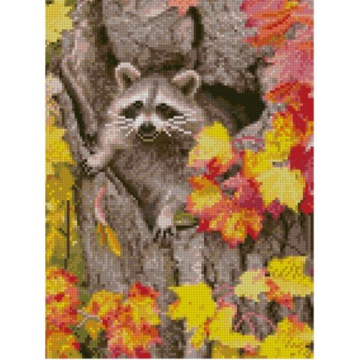 Алмазна картина HX182 "Єнотик восени", розміром 30х40 см кр