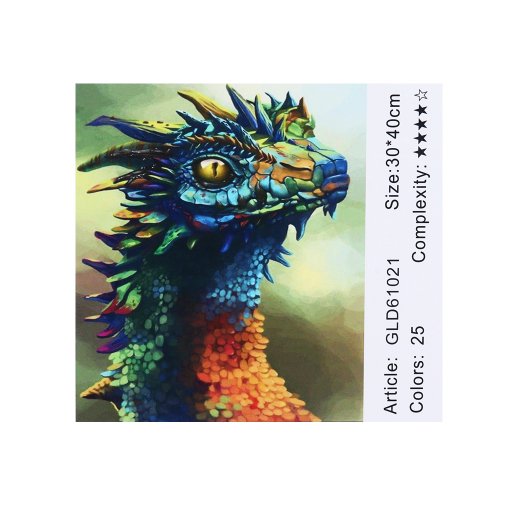 Алмазна мозаїка за номерами 30*40 "Кольоровий дракон" карт уп. (полотно на рамі)