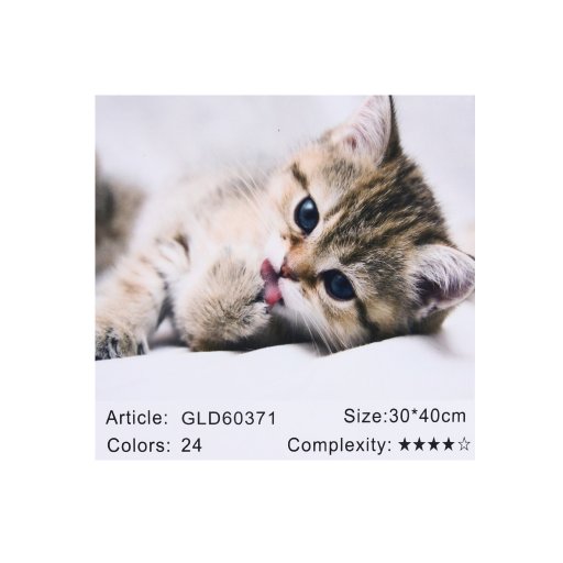 Алмазная мозаика по номерам 30*40 "Маленький котенок" карт уп. (холст на раме)