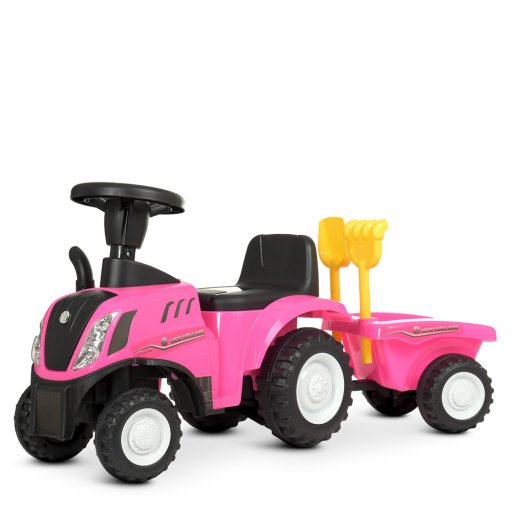 Каталка-толокар 658T-8 (1шт) трактор з причепом, звук, муз., світло, бат., кор., рожевий.
