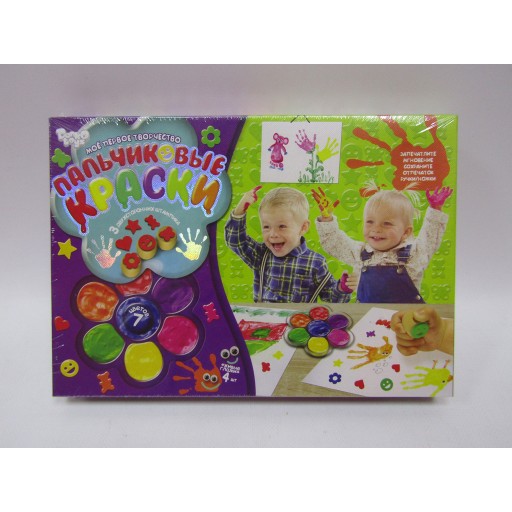 Пальчикові фарби "Моя перша творчість" 7 кольорів укр/рос (12) Danko Toys