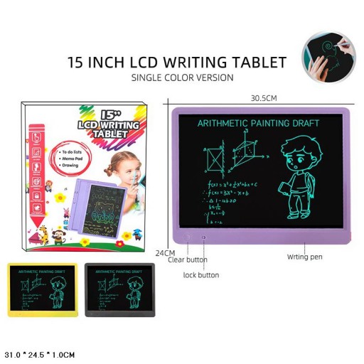 Планшет для малювання 2024-15 LCD Writing Tablet 15'' 3кол.кор.31*1*24,5 /50/