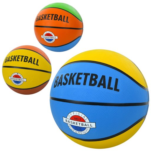 М'яч баскетбольний розмір 7, гума, 8 панелей, 3 кольори, сітка, кул., 550 г /30/
