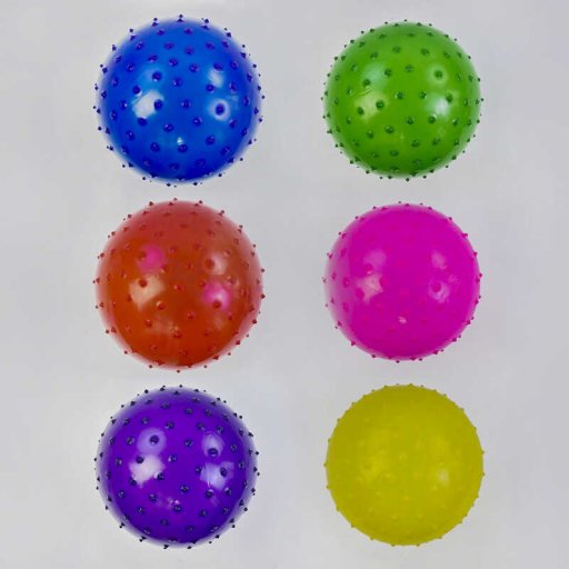 М'яч гумовий масажний 6 кольорів, діаметр 12 см, 23 грами /1200/