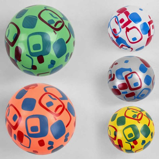 М'яч гумовий 5 кольорів, розмір 9", вага 60 грамів /500/