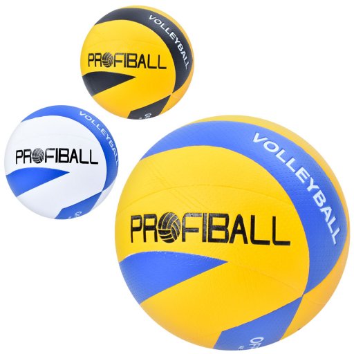 М'яч волейбольний офіційн розмір, ПУ, 2,5мм, ламінований, 260-280г, 3кольори, в п/е /30/