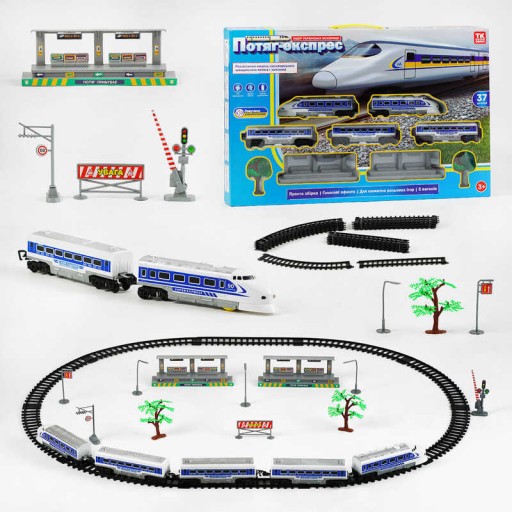 Залізниця "TK Group",  українська мова. МОВОЮ, LED-підсвічування, звукові ефекти, 5 вагонів, в кор. /24-2/