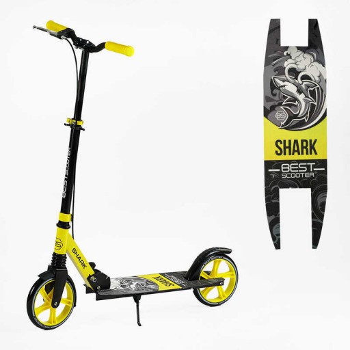 Самокат двоколісний "Best Scooter" "SHARK", з ручним гальмом, затискач керма, колеса PU 20 см, 1 амортизатор, в кор. /4/