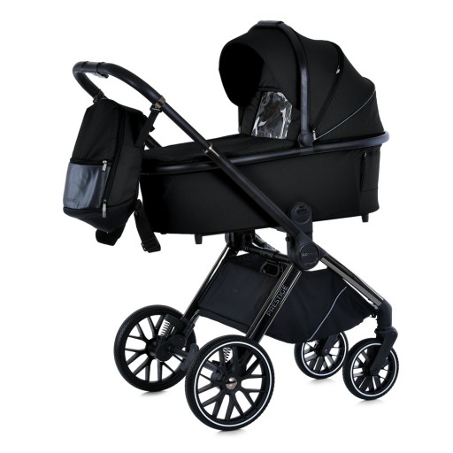 Коляска універсальна 2в1 ME 1124-2 PRESTIGE Black (1шт) люлька+прогул.блок,хром.рама, 2 дощовика, моск.сітка,рюкзак,алюмин, чорний