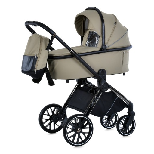 Коляска універсальна 2в1 ME 1124-2 PRESTIGE Calm Beige (1шт) люлька+прогул.блок,хром.рама, 2 дощовика, моск.сітка,рюкзак,алюмин, бежевий