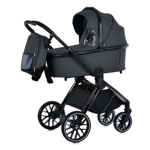 Коляска універсальна 2в1 ME 1124-2 PRESTIGE Magnet Gray (1шт) люлька+прогул.блок,хром.рама, 2 дощовика, моск.сітка,рюкзак,алюмин, темно-сірий