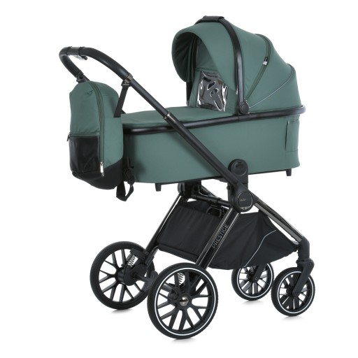 Коляска універсальна 2в1 ME 1124-2 PRESTIGE Smoke Green (1шт) люлька+прогул.блок,хром.рама, 2 дощовика, моск.сітка,рюкзак,алюмин, зелений