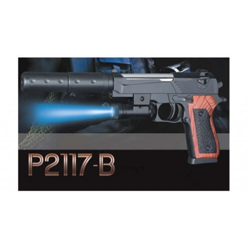 Пістолет , світло, глушник, кульки, п/е 32*12*3см /144-2/