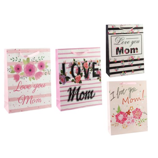 Пакет подарунковий паперовий L "Love Mom" 30*40*12см R91196-L, 4 шт. в уп. /360/