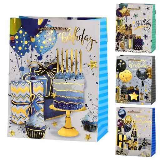 Пакет подарунковий паперовий L "Happy birthday" 30*41.5*12см R33232-L 4 шт. в уп. /360/