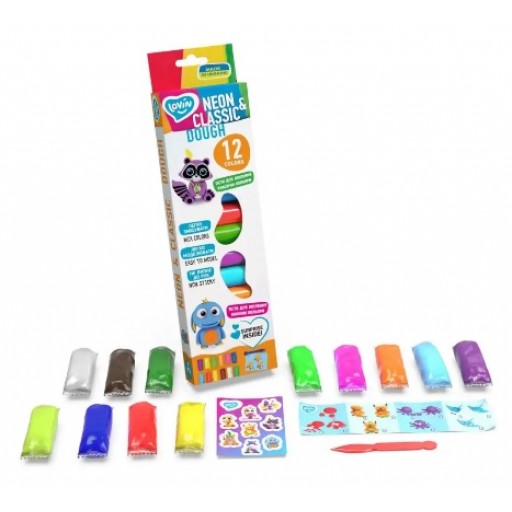 Набір для ліплення з тістом 12 кольорів Neon and Classic TM Lovin /18/