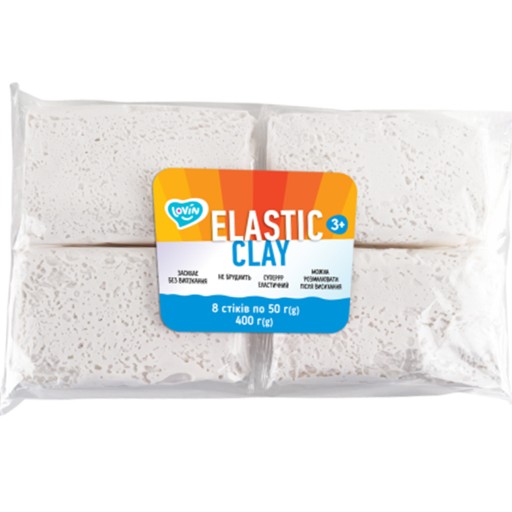 Набір для ліплення з повітряним пластиліном 400 г Elastic Clay white ТМ Lovin /20/