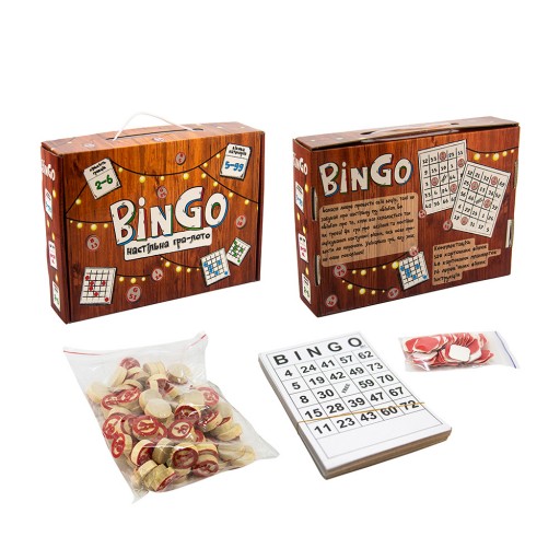 Настільна гра-лото (укр) "BinGo", в кор-ці 24,6-18,3-5,5 /13/ Стратег