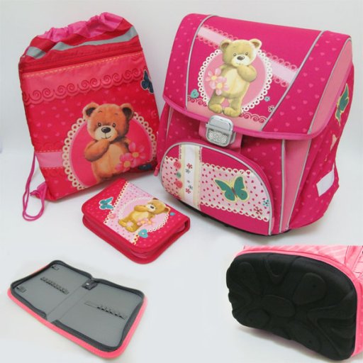 Набор: рюкзак-коробка+мешок для обуви+пенал плоский "Мишка" (1002887)
