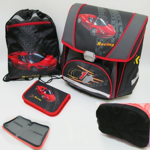 Набор: рюкзак-коробка+мешок для обуви+пенал плоский "Racing" (1002890)
