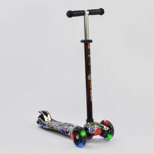 Самокат MAXI Best Scooter пластмассовый, 4 колеса PU, СВЕТ, трубка руля алюминиевая, d=12см, в кор. 59*17*26см /1/