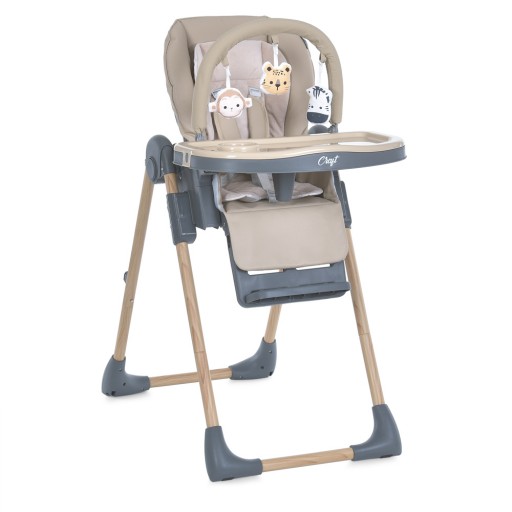 Стільчик ME 1115-W CRAFT Beige (1шт) для годування, 5-точ.ремені, матрац, 2 колеса, шкір., бежевий