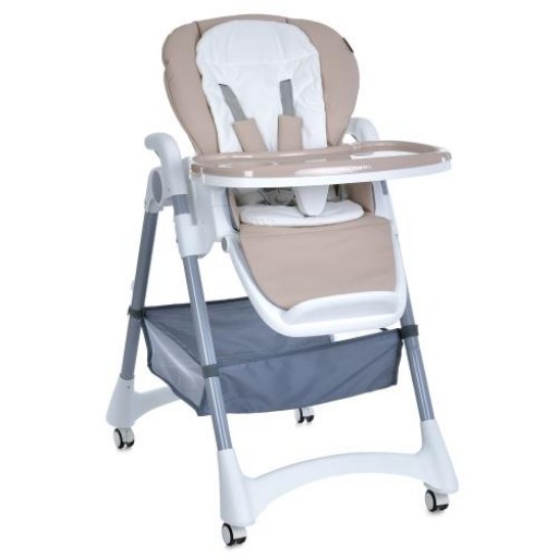 Стільчик ME 1177 STEADY Cream Beige (1шт) для годування, 5-точ.ремені, матрац, 4 колеса, шкір., бежевий