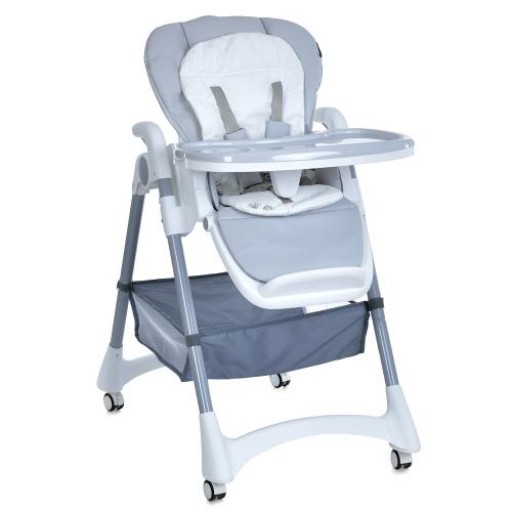 Стільчик ME 1177 STEADY Quiet Gray (1шт) для годування, 5-точ.ремені, матрац, 4 колеса, шкір., світло-сірий