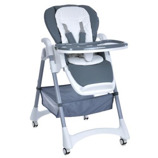 Стільчик ME 1177 STEADY Storm Gray (1шт) для годування, 5-точ.ремені, матрац, 4 колеса, шкір., сірий