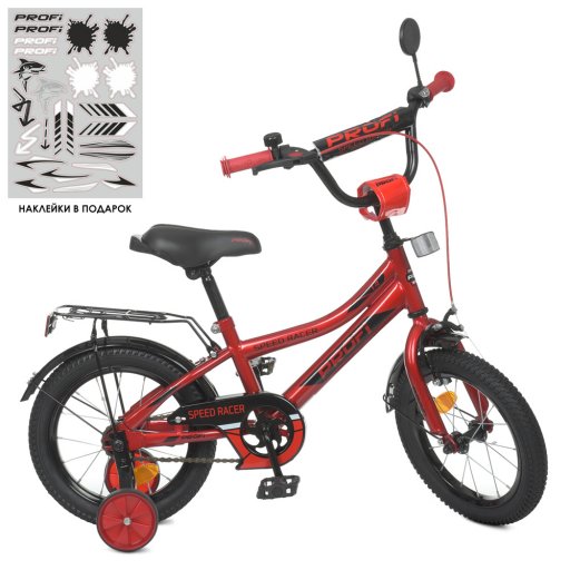 Велосипед дитячий PROF1 14д. Y14311 (1шт) Speed racer, SKD45,ліхтар,дзвінок,дзеркало,дод.кол.,червоний