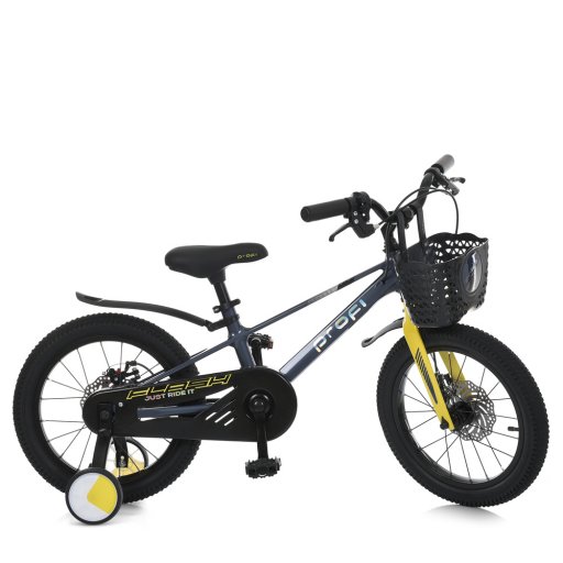 Велосипед дитячий 16д. MB 1683-2 (1шт) Flash,SKD85,магнієва рама,кошик,дод.кол.,синьо-жовтий