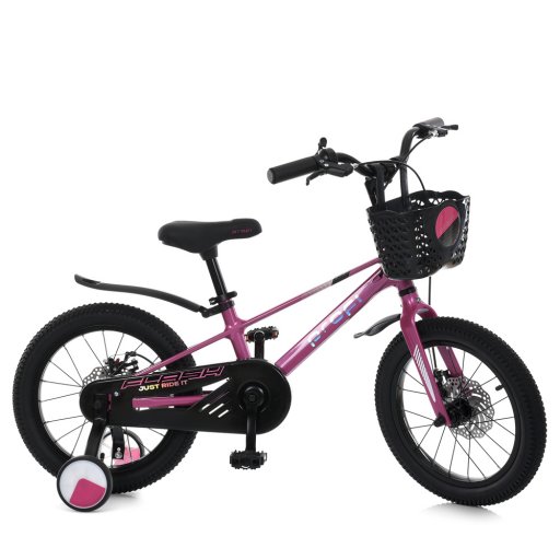 Велосипед дитячий 16д. MB 1683-3 (1шт) Flash,SKD85,магнієва рама,кошик,дод.кол.,рожевий