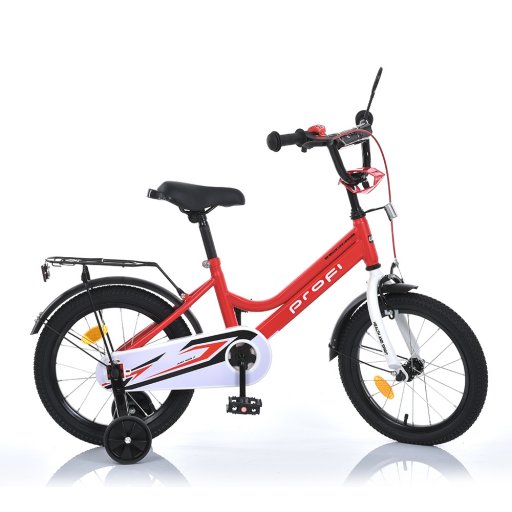 Велосипед дитячий PROF1 14д. MB 14031-1 (1шт) NEO,SKD75,червоно-білий,дзвін.,ліхтар,багажник,дод.кол