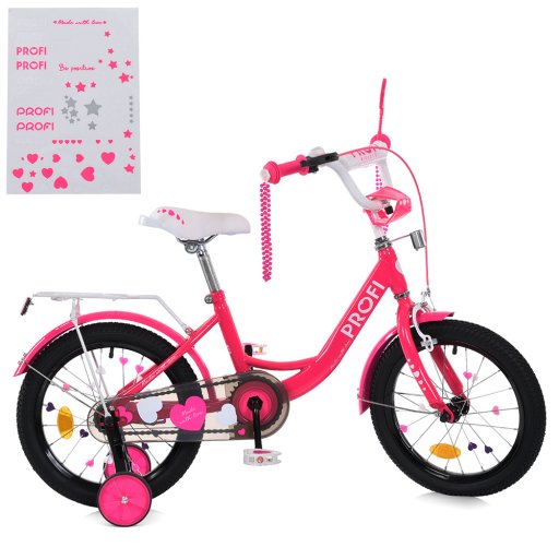 Велосипед дитячий PROF1 14д. MB 14042 (1шт) PRINCESS,SKD45,малиновий,дзвін.,ліхтар,багажник,дод.кол