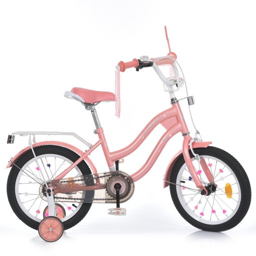 Велосипед дитячий PROF1 14д. MB 14061 (1шт) STAR,SKD45,рожевий,дзвін.,ліхтар,багажник,дод.кол