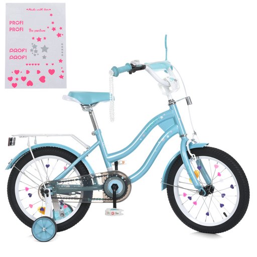 Велосипед дитячий PROF1 16д. MB 16063 (1шт) STAR,SKD45, м'ятний,дзвін.,ліхтар,багажник,дод.кол