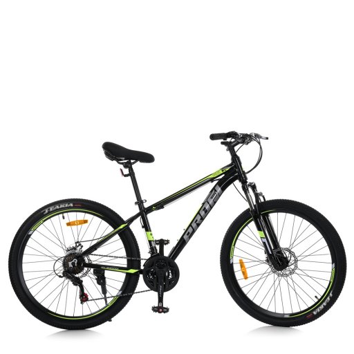 Велосипед 26 д. MTB2602-4 (1шт) алюм.рама 13",SHIMANO 21SP,швидкознім.кол.,чорно-салатовий