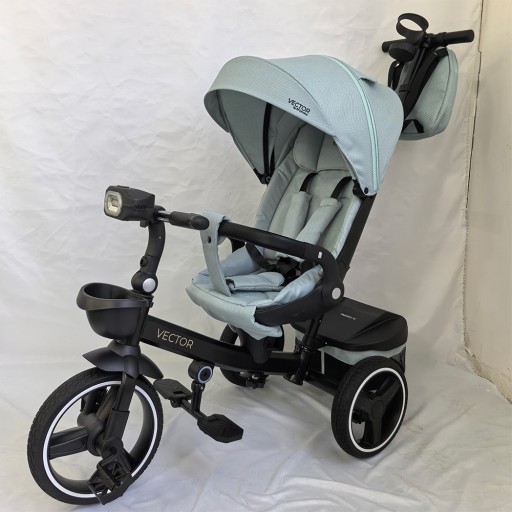 Велосипед ME 1162-1 VECTOR Cloud Blue (1шт) 3 кол.PU (12/10) поворот сид.,швидкоз'ємні кол.гальма,склад.кермо,світло,підшип.,сумка,дощовик,голубий